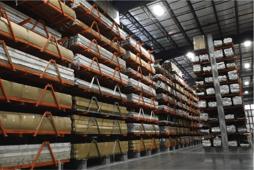 Dexco Steel Racking System holding heavy equipment