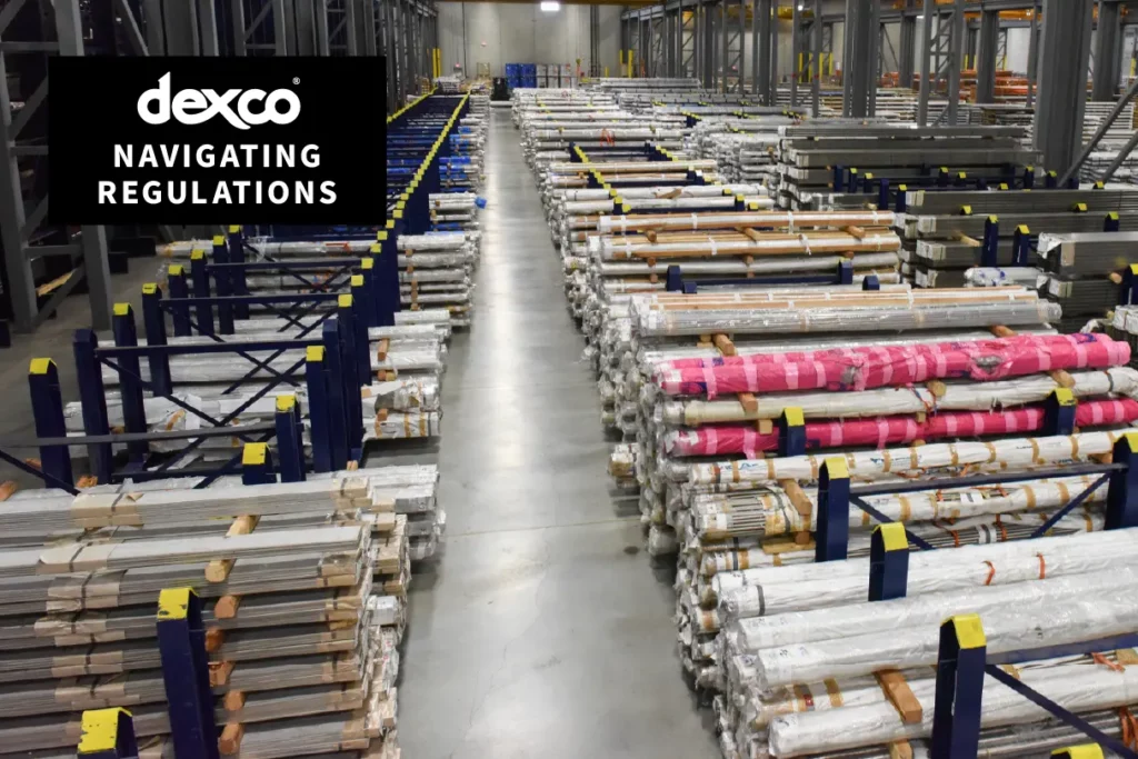 Dexco storage racking systems in a warehouse