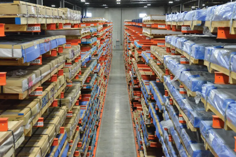 Dexco Industrial Racking System maximizing vertical space in a storage facility