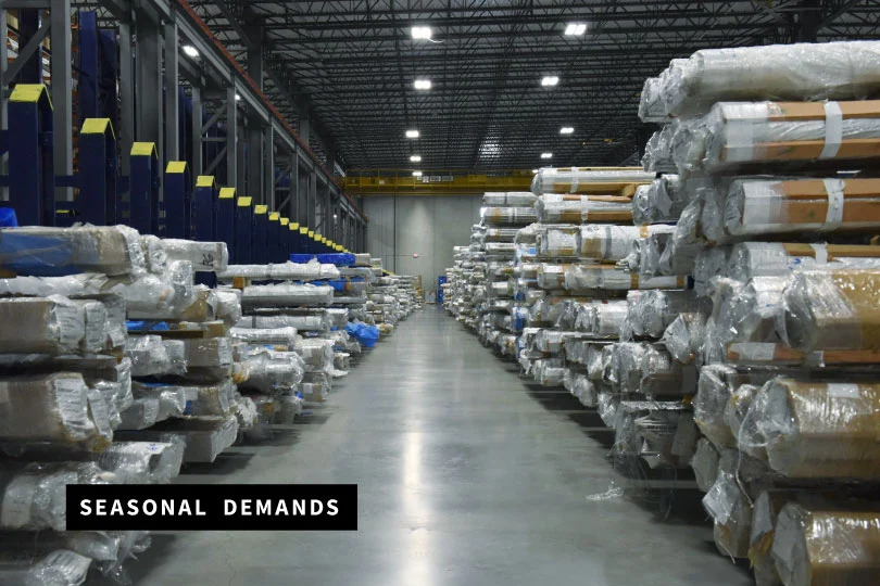 Dexco Racks in a storage facility for seasonal demands