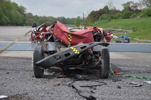 DSC_0516 Car crashed against anti ram barrier